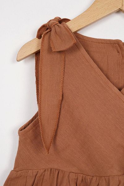 zepkids Girl - Brown Dress with Bow Detail on the Shoulder