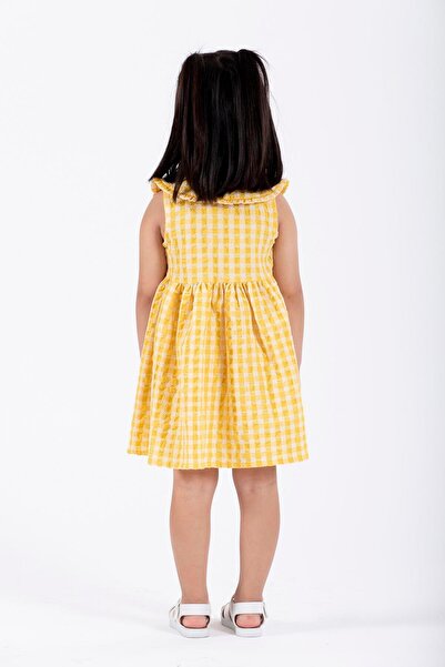zepkids Baby Collar Zero Sleeve Button Yellow Color Girl's Dress