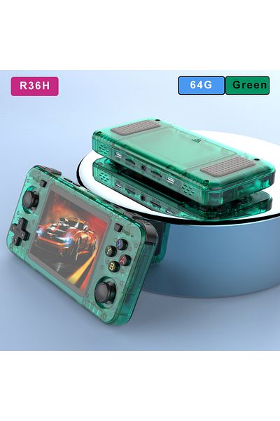 BOYHOM وحدة تحكم ألعاب الفيديو R36H Green 64G BOYHOM Green R36H Retro شاشة IPS مقاس 3.5 بوصة RK3326 3000 مللي أمبير في الساعة Open Linu