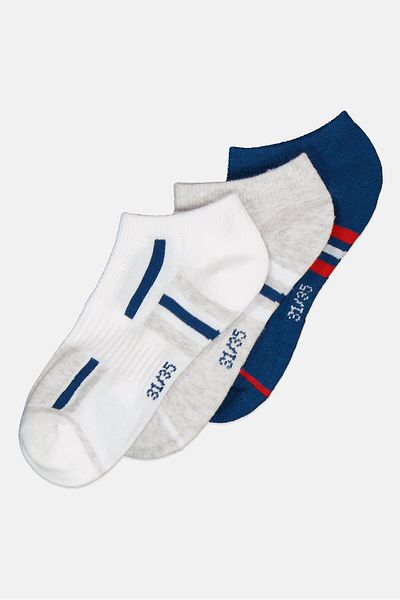 Sergio Tacchini جوارب للكاحل بشعار العلامة التجارية للأولاد، 3 أزواج، رمادي