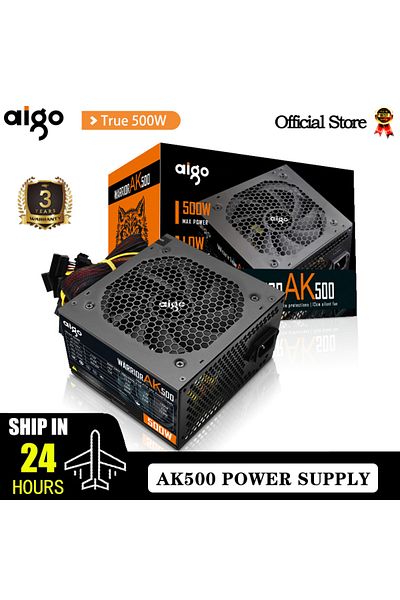 Choice Eu Plug 500w Aigo Ak 500w Pc Psu Power Supply Unit Black Gaming Quiet 120mm Rgb Fan 24pin 12v Atx De