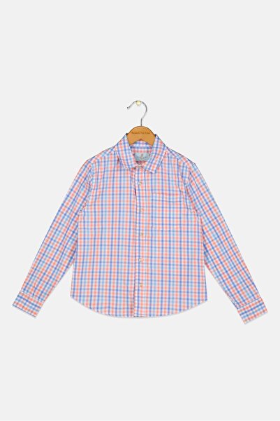 Class Club قميص كاجوال بأكمام طويلة بنقشة مربعات للأطفال الأولاد، وردي