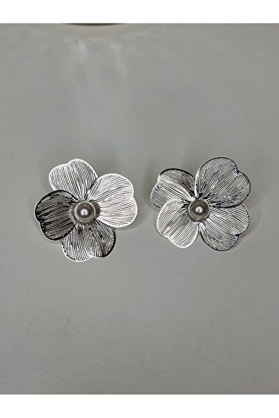 Studioyc Çift Yönlü Kullanılabilir Çiçek Model İncili Gümüş Küpe