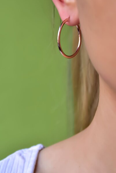 Papatya Silver 925 Ayar Gümüş Rose Kaplama Halka Küpe