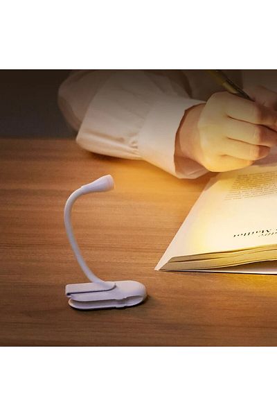 Choice White Mini LED Book Night Light Adjustable Clip 360° Flip Study Eye Protection Lamp Rechargeable 3 C