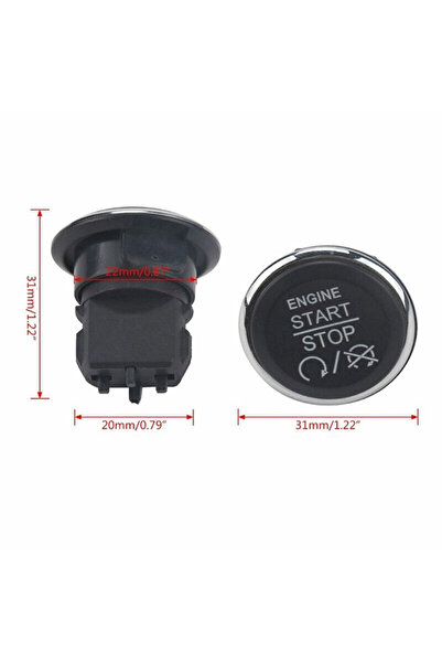 Choice مفتاح تشغيل وإيقاف تشغيل محرك السيارة بزر دفع أسود #1FU931X9AC مناسب لسيارة دودج دورانجو وجيب جراند شيروكي