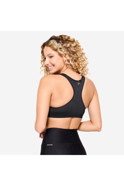 Decathlon Yüzücü Sırt Dikişsiz Sporcu Sütyeni - Orta Destek - Siyah
