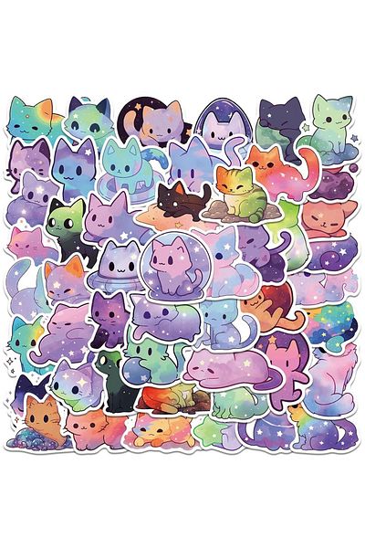 Choice 30PCS 10/30/50pcs Cute Colorful Starry Sky Cat Stickers Kawaii Cartoon Graffiti Sticker Phone Water