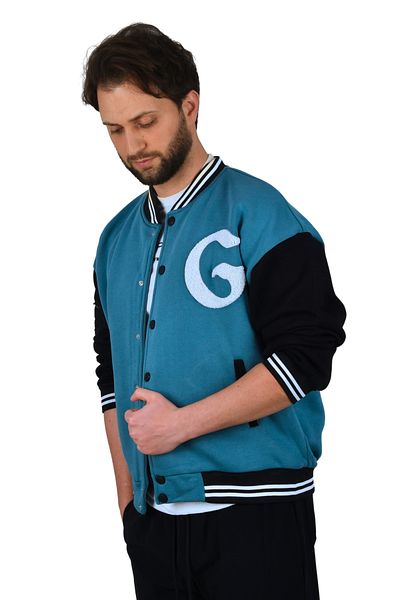 Rizz up Men's Turquoise-Black Three-String Coat 2304761