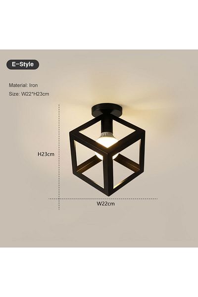 Choice E No Bulb Vintage E27 Ceiling Lights Ceiling Lamps For Corridor Foyer Aisle Black Metal Indoor Cage