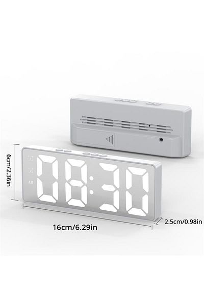 Choice Square White Led Mirror Table Clock Digital Alarm Snooze Display Time Desktop Electronic Table Clock