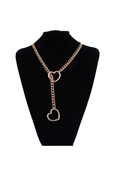 Choice 28in goldcolor Heart Slip Chain Necklace For Women Fashion Punk Rock Goth Choker Jewelry Accessories