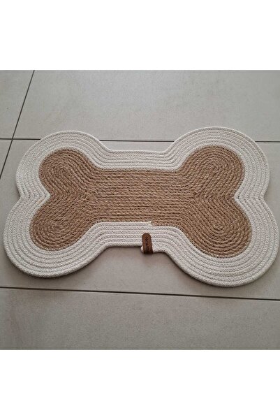Hasır Jüt Kedi Köpek Mama Paspası, %100 El Yapımı, Pamuk, Hasır, Jüt