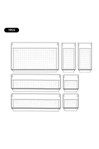 Choice 7PCs G1008A 7/14 Pcs Drawer Organizers Set Clear Plastic Desk Dividers Bins Bedroom Dresser Office S