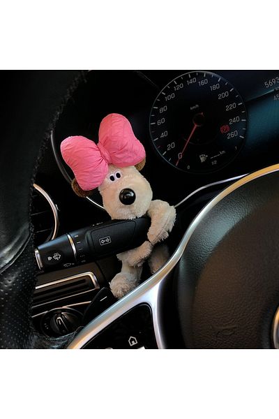 Choice Pink Plush Puppy Clutch Decoration Car Wiper Turn Signal Switch Ornaments kawaii Bowknot Dog Car Wip