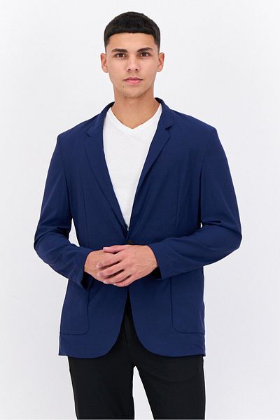Hugo Boss Men Slim Fit Plain Semi Formal Blazer, Navy