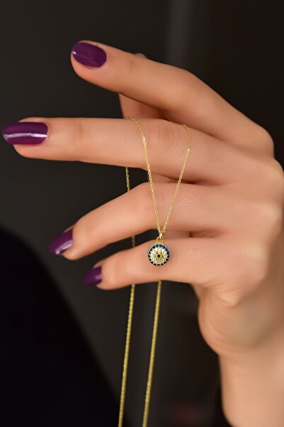 Papatya Silver 925 Ayar Gümüş Gold Kaplama Firuze Nazar Göz Kolye