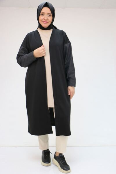 Eslina 43095 Plus Size Denim Garnish Osyho Jacket - Black