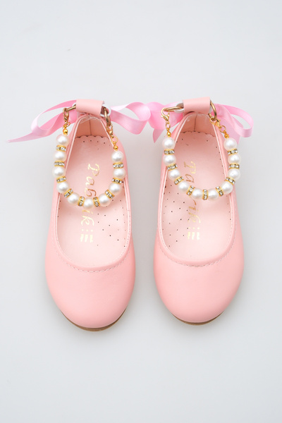 Pabrik Matte Pink Girl's Ballerina Ballerina with Pearls on the Ankle