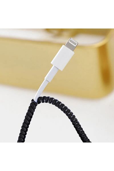 Choice 3 Black each 50cm long Monochrome Data Cable Protection Spring Flat Fruit Android Headphone Cable Pr