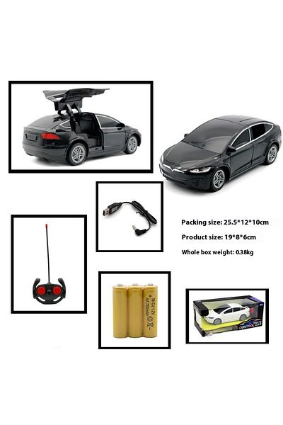 Choice Black 1:24 Tesla Rc Car 4-Channel Drfit Remote Control Car With Lights Simulation Double Doors Plast