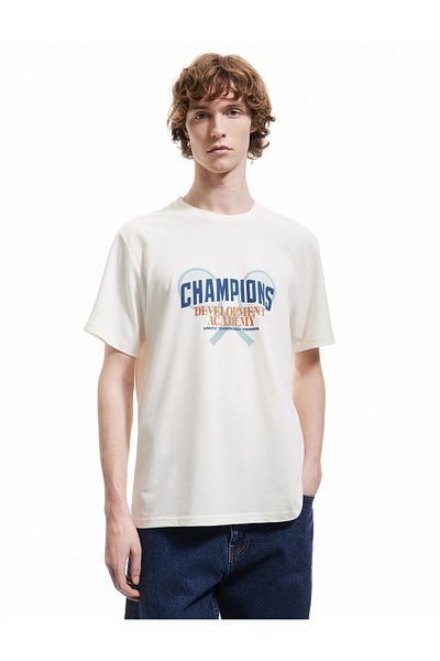 Koton Crew Neck Regular Fit Pique Fabric Cotton Short Sleeve Printed T-Shirt