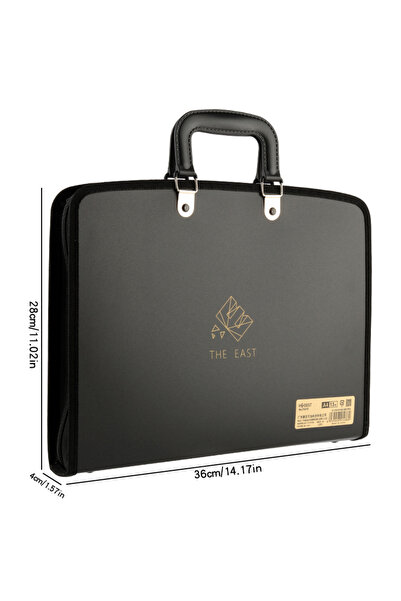 Choice3 black 13 Grids A4 Multi-Layer Expanding Dument Storage Bag Thickened ...