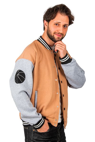 Rizz up Мъжко колежанско палто с три връвчици и бродерия G, кафяво сиво, 2304761