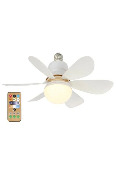 IRALAN 42cm white LED 30W ceiling fan light E27 with remote control for dimming, suitable for living room,