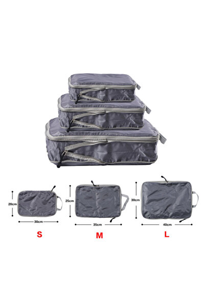 Choice مكعبات تعبئة قابلة للطي وقابلة للضغط باللون الرمادي، حقيبة تخزين سفر م...
