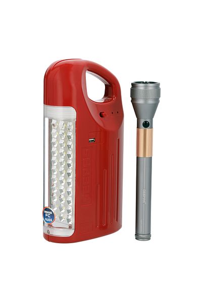 Geepas Rechargeable LED Emergency & Flashlight, Lantern: 24pcs SMD Light, Lead-Acid Battery Rechargeable