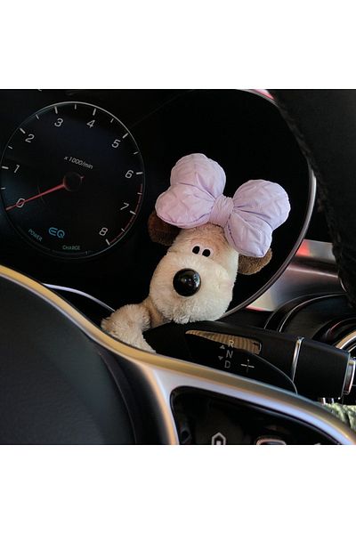 Choice Purple Plush Puppy Clutch Decoration Car Wiper Turn Signal Switch Ornaments kawaii Bowknot Dog Car W