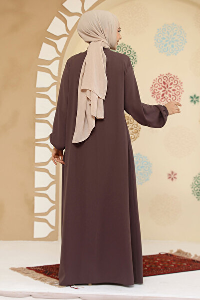 Neva Style Zippered Mink Hijab Abaya 45295V