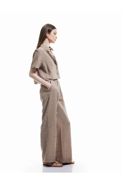 Koton Modal Fabric Buttoned Side Pocket Straight Loose Wide Leg Trousers