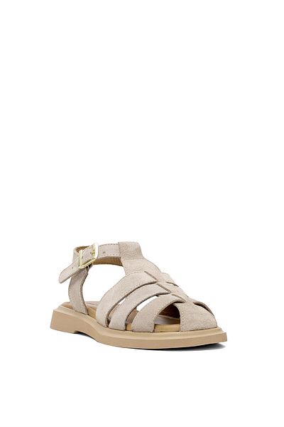 Ayakkabı Fuarı Elit Brk600S Women's Flat Sandals Mink Suede Leather