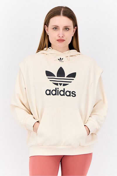 adidas Women 2 In 1 Sportswear Fit Long Sleeves Outdoor Hoodies, Beige
