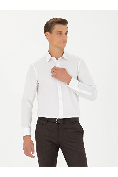 Cacharel White Slim Fit Long Sleeve Shirt 50282395-Vr013