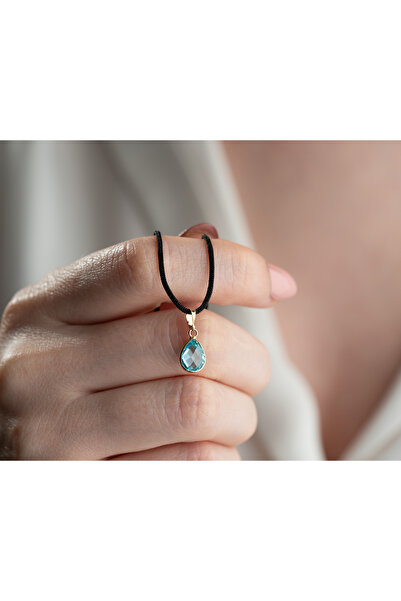 MİNİMAL Mi̇ni̇mal Kolye Altın Damla Taşlı Kolye Ucu