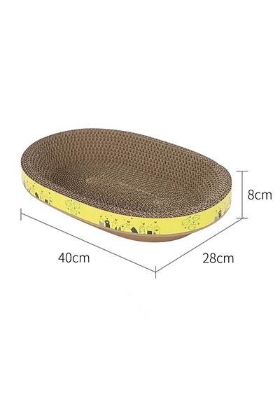 Choice Yellow Cat Scratching Board Protect Furniture Grinding Claw Toys Oval Corrugated Paper Wear-resistan