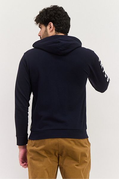 GAZZARRİNİ Men Hooded Graphic Long Sleeve Sweatshirt, Navy