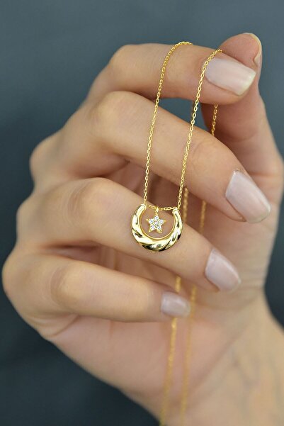 Papatya Silver 925 Ayar Gümüş Gold Kaplama Licuala Yıldız Detaylı Kolye