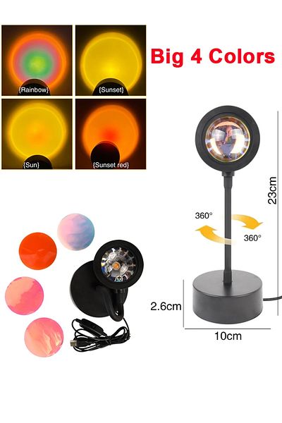 Choice 4 Color Projector USB Sunset Light LED Rainbow Neon Night Lamp Sunset Projector Self Photography Lig