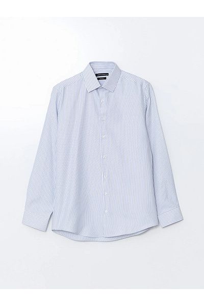 LC Waikiki Slim Fit Long Sleeve Striped Gabardine Men's Shirt