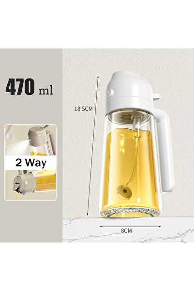 Choice White 2in1 470ml Glass Spray Oil Sprayer Bottle Spray Oil Dispenser Oil Jar Cruet BBQ Kitchen Cookin