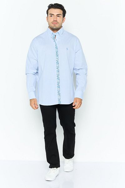 TailorByrd Men Regular Fit Stripe Long Sleeves Casual Shirt, Blue
