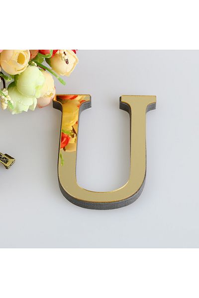 Choice U 10CM 3D Mirror 26 Letters DIY Acrylic Wall Stickers For Logo Name Alphabet Wedding Love Letters E.