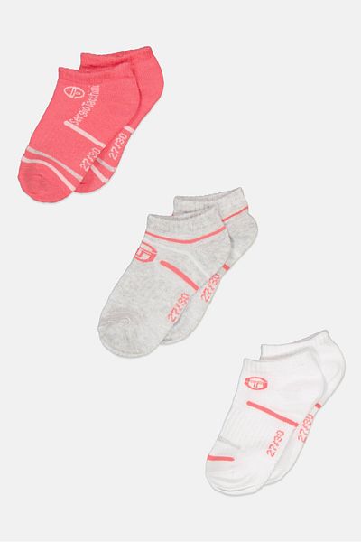 Sergio Tacchini Kids Girl 3 Pair Brand Logo Ankle Socks, White