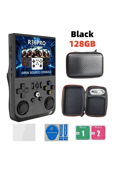 Choice Black 128gb Open Source R36 Pro Retro Handheld Video Game Console Linux System 3.5 Inch Ips Screen P