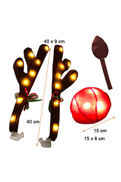 Choice إكسسوارات ديكور سيارة عيد الميلاد المجيد من قرون الغزلان المضيئة LED، ...