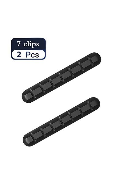 Choice 7 مشابك - 2 قطعة منظم كابلات سيليكون لفاف كابل USB مشابك إدارة سطح المكتب حامل الكابلات لـ